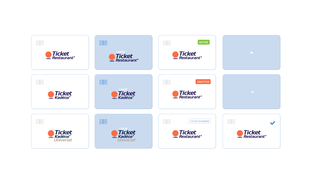 Déclinaisons des cartes Ticket Restaurant et Ticket Kadéos