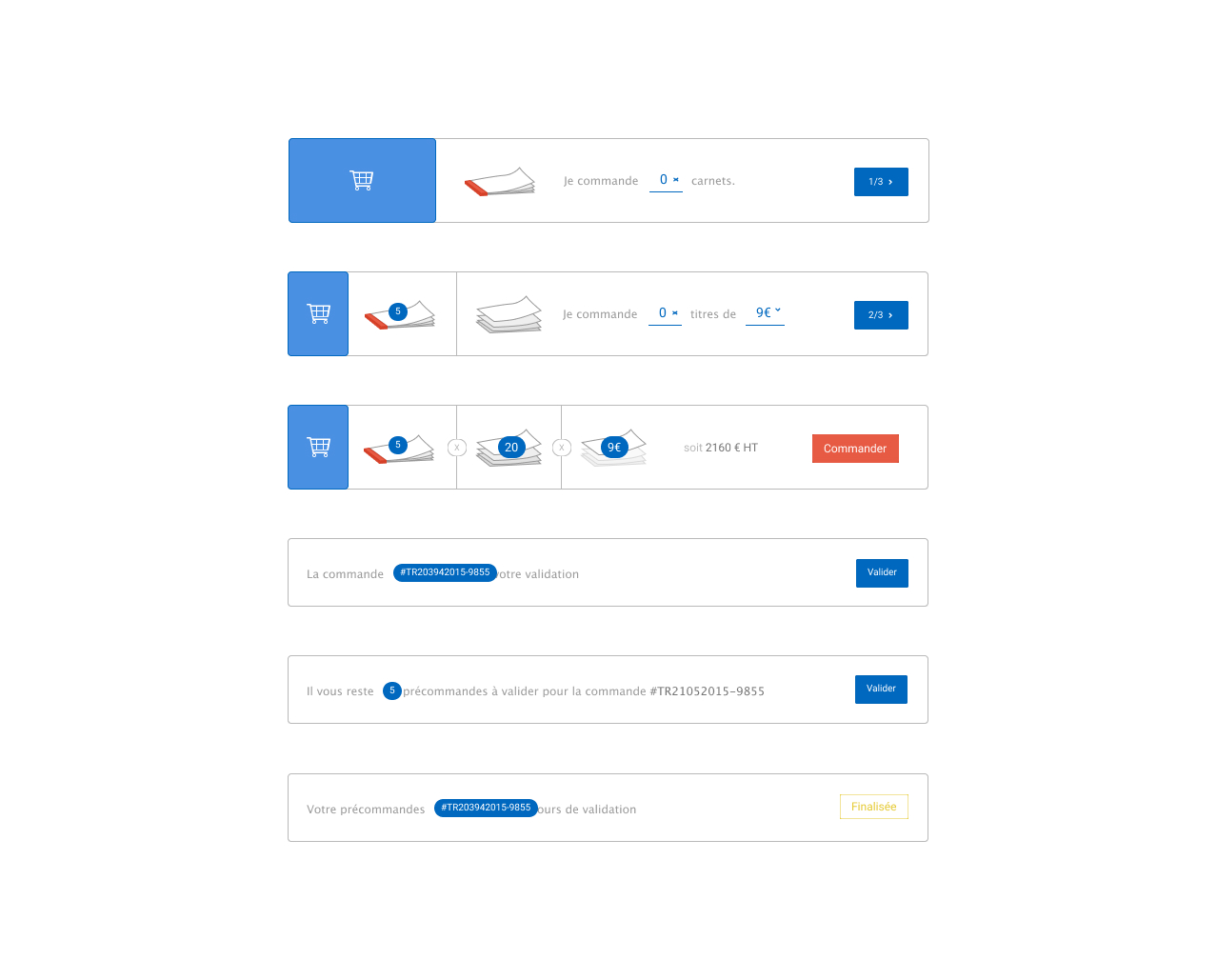 Explorations d’interface pour le parcours de commande